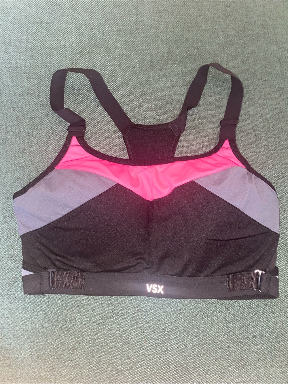 VSX Black Pink & Gray Racerback Sports Bra